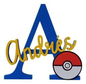 Placa Decorativa Inicial Nome Pokemon 3d Personalizado