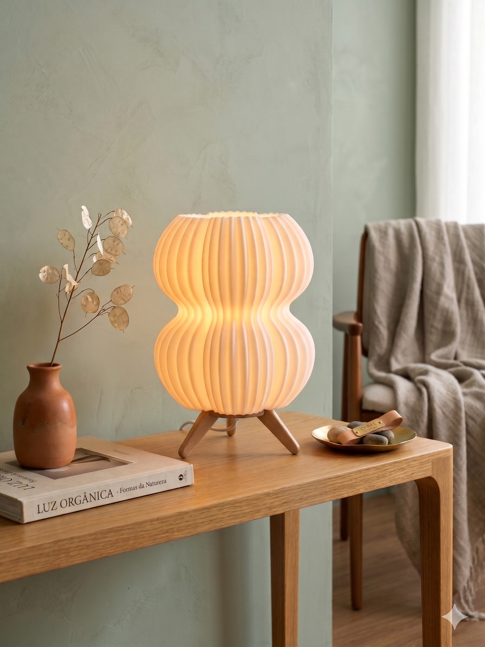 Luminária de Mesa Luma | Abajur Decorativo Design Orgânico Impressão 3D