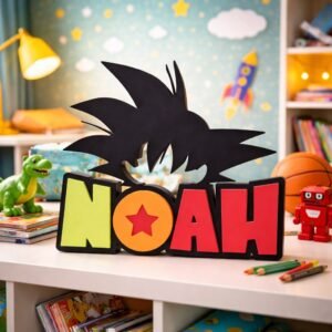 Letreiro Dragon Ball Personalizado 3D com Nome | Placa Geek Anime Decoração Quarto Gamer